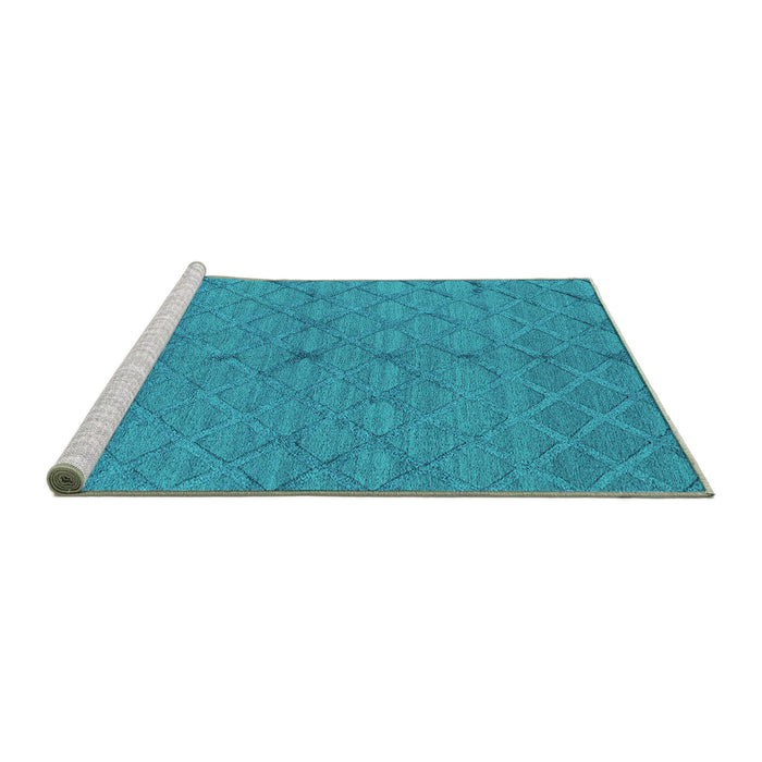 Sideview of Machine Washable Oriental Turquoise Industrial Area Rugs, wshurb3187turq