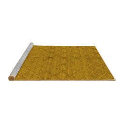 Sideview of Machine Washable Oriental Yellow Industrial Rug, wshurb3187yw