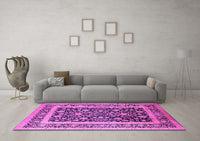 Machine Washable Oriental Pink Industrial Rug, wshurb3188pnk