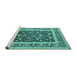 Sideview of Machine Washable Oriental Turquoise Industrial Area Rugs, wshurb3188turq