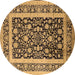 Round Oriental Brown Industrial Rug, urb3188brn