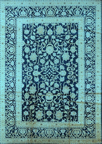 Oriental Light Blue Industrial Rug, urb3188lblu