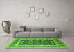 Machine Washable Oriental Green Industrial Area Rugs in a Living Room,, wshurb3188grn