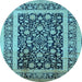 Round Oriental Light Blue Industrial Rug, urb3188lblu