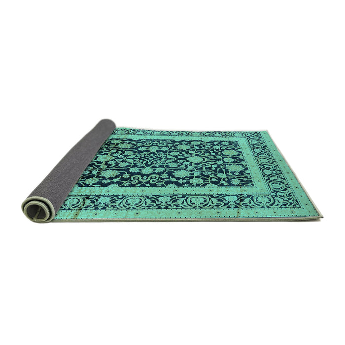 Sideview of Oriental Turquoise Industrial Rug, urb3188turq