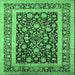 Square Machine Washable Oriental Emerald Green Industrial Area Rugs, wshurb3188emgrn