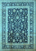 Machine Washable Oriental Light Blue Industrial Rug, wshurb3188lblu