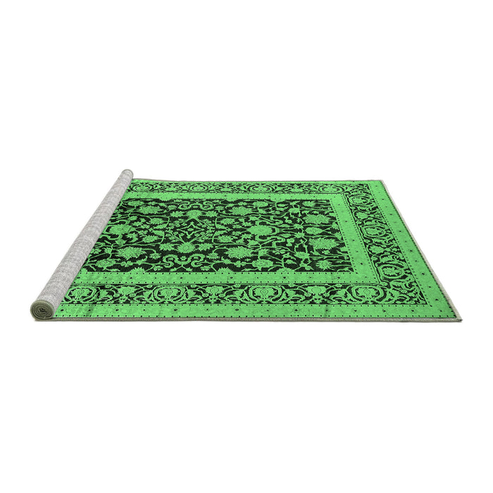Sideview of Machine Washable Oriental Emerald Green Industrial Area Rugs, wshurb3188emgrn