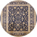 Round Mid-Century Modern Black Oriental Rug, urb3188