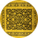 Round Oriental Yellow Industrial Rug, urb3188yw