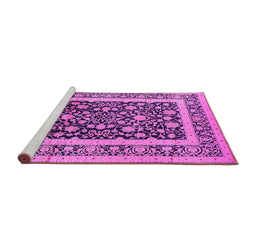 Sideview of Machine Washable Oriental Pink Industrial Rug, wshurb3188pnk