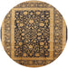 Round Mid-Century Modern Bakers Brown Oriental Rug, urb3189