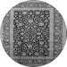 Round Machine Washable Oriental Gray Industrial Rug, wshurb3189gry