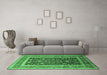 Machine Washable Oriental Emerald Green Industrial Area Rugs in a Living Room,, wshurb3189emgrn