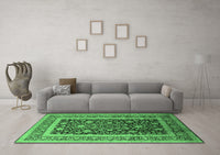 Machine Washable Oriental Emerald Green Industrial Rug, wshurb3189emgrn