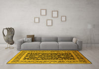 Machine Washable Oriental Yellow Industrial Rug, wshurb3189yw