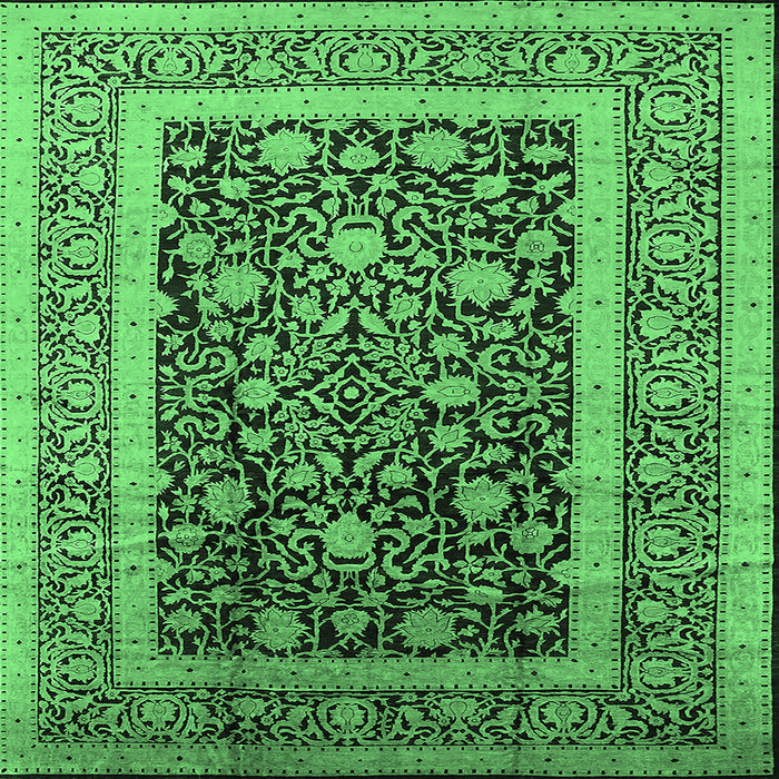 Square Oriental Emerald Green Industrial Rug, urb3189emgrn