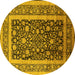 Round Oriental Yellow Industrial Rug, urb3189yw