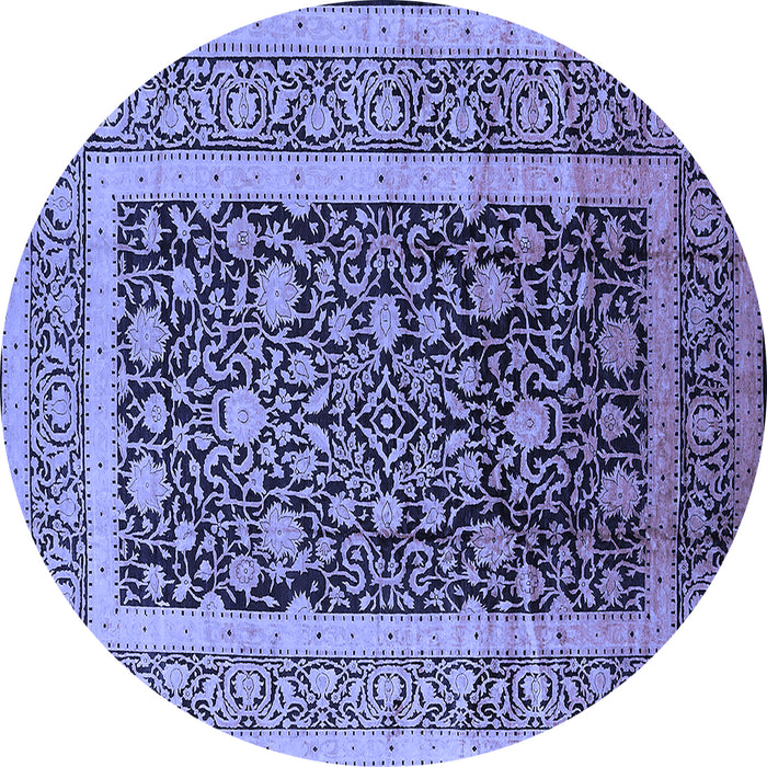 Round Oriental Blue Industrial Rug, urb3189blu