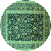 Round Oriental Turquoise Industrial Rug, urb3189turq