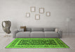 Machine Washable Oriental Green Industrial Area Rugs in a Living Room,, wshurb3189grn