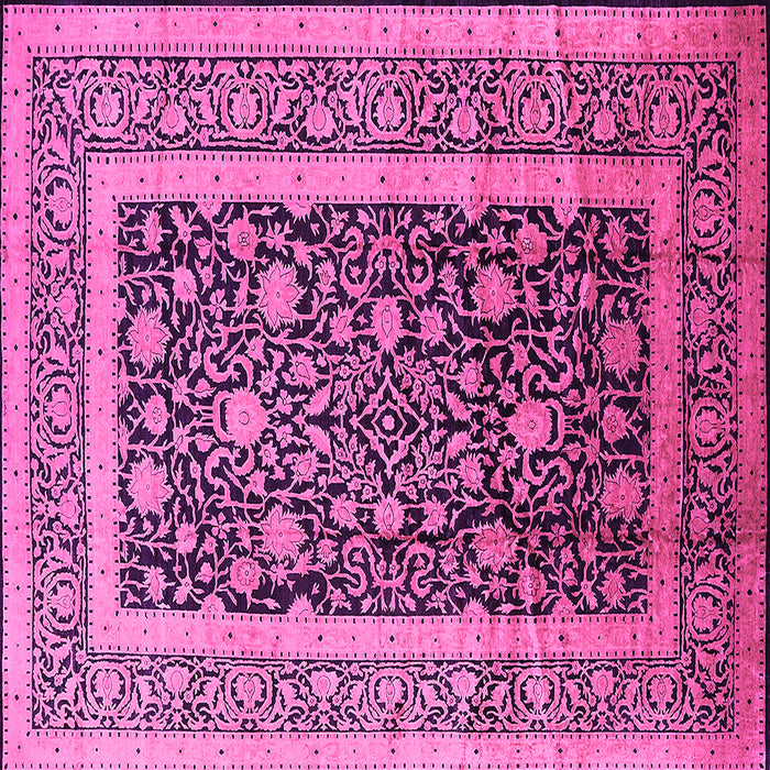 Square Machine Washable Oriental Pink Industrial Rug, wshurb3189pnk
