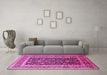 Machine Washable Oriental Pink Industrial Rug in a Living Room, wshurb3189pnk