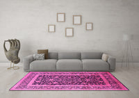 Machine Washable Oriental Pink Industrial Rug, wshurb3189pnk