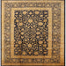 Square Mid-Century Modern Bakers Brown Oriental Rug, urb3189