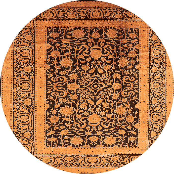 Round Oriental Orange Industrial Rug, urb3189org