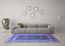Machine Washable Oriental Blue Industrial Rug in a Living Room, wshurb3189blu