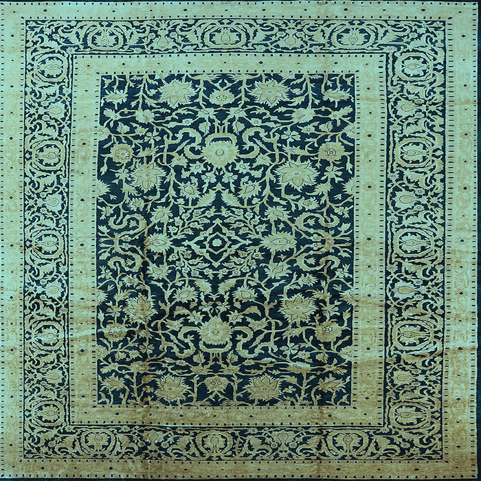 Square Machine Washable Oriental Light Blue Industrial Rug, wshurb3189lblu