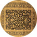 Round Oriental Brown Industrial Rug, urb3189brn