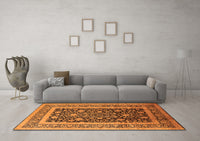 Machine Washable Oriental Orange Industrial Rug, wshurb3189org