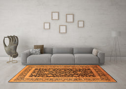 Machine Washable Oriental Orange Industrial Area Rugs in a Living Room, wshurb3189org