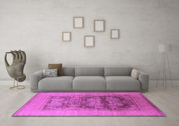 Machine Washable Oriental Purple Industrial Area Rugs in a Living Room, wshurb3190pur