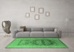 Machine Washable Oriental Emerald Green Industrial Area Rugs in a Living Room,, wshurb3190emgrn