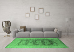 Machine Washable Oriental Emerald Green Industrial Area Rugs in a Living Room,, wshurb3190emgrn
