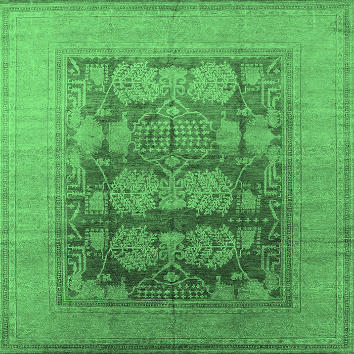 Square Oriental Emerald Green Industrial Rug, urb3190emgrn