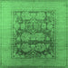 Square Oriental Emerald Green Industrial Rug, urb3190emgrn