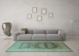 Machine Washable Oriental Light Blue Industrial Rug in a Living Room, wshurb3190lblu