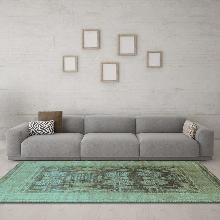 Machine Washable Oriental Light Blue Industrial Rug in a Living Room, wshurb3190lblu