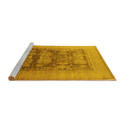 Sideview of Machine Washable Oriental Yellow Industrial Rug, wshurb3190yw