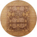 Round Mid-Century Modern Orange Oriental Rug, urb3190