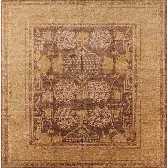 Square Mid-Century Modern Orange Oriental Rug, urb3190