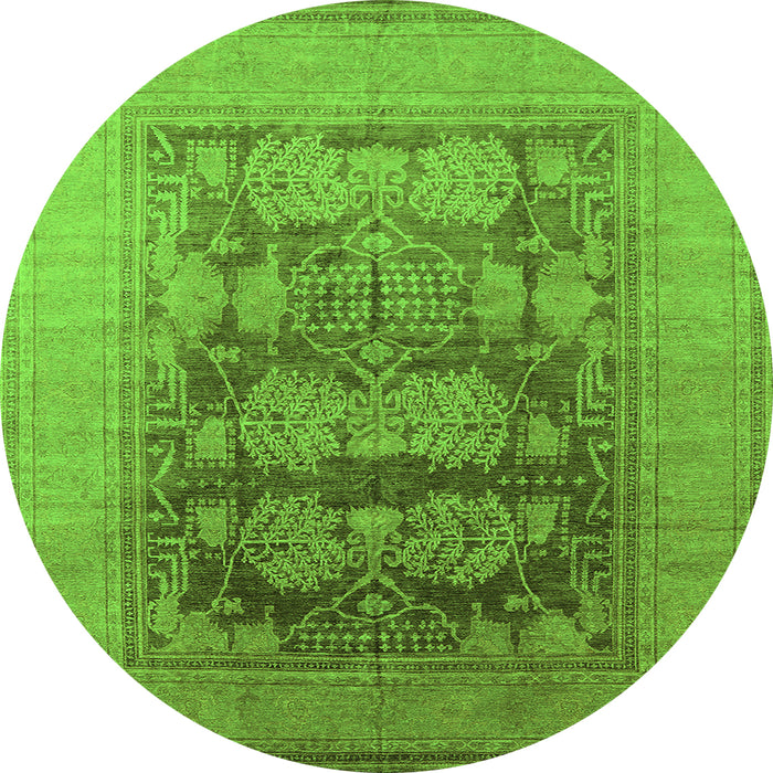 Round Oriental Green Industrial Rug, urb3190grn