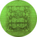 Round Oriental Green Industrial Rug, urb3190grn