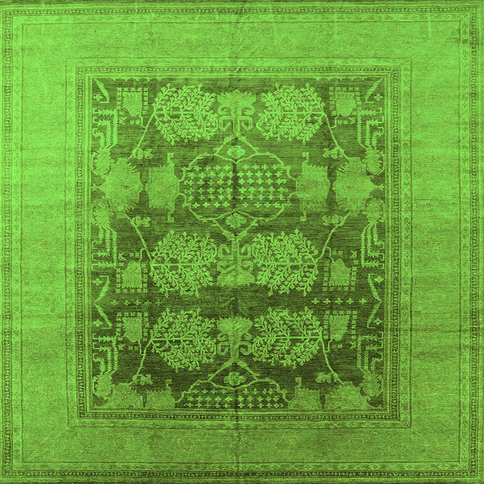 Square Machine Washable Oriental Green Industrial Area Rugs, wshurb3190grn