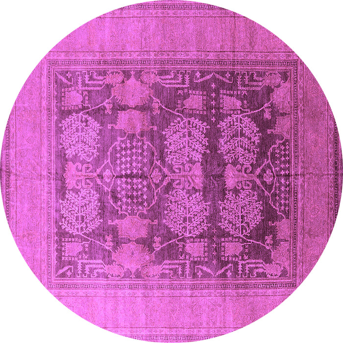 Round Machine Washable Oriental Purple Industrial Area Rugs, wshurb3190pur