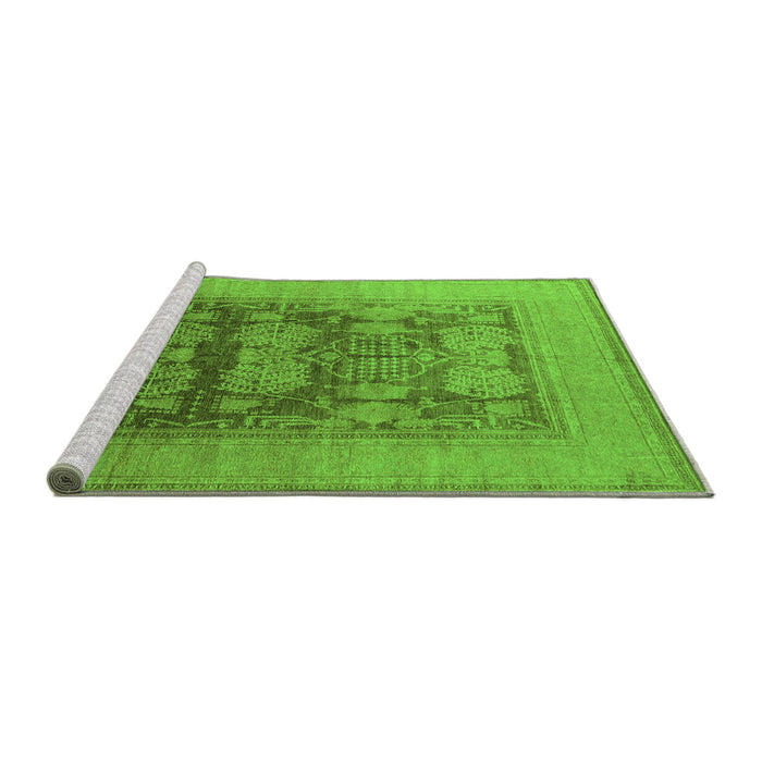 Sideview of Machine Washable Oriental Green Industrial Area Rugs, wshurb3190grn